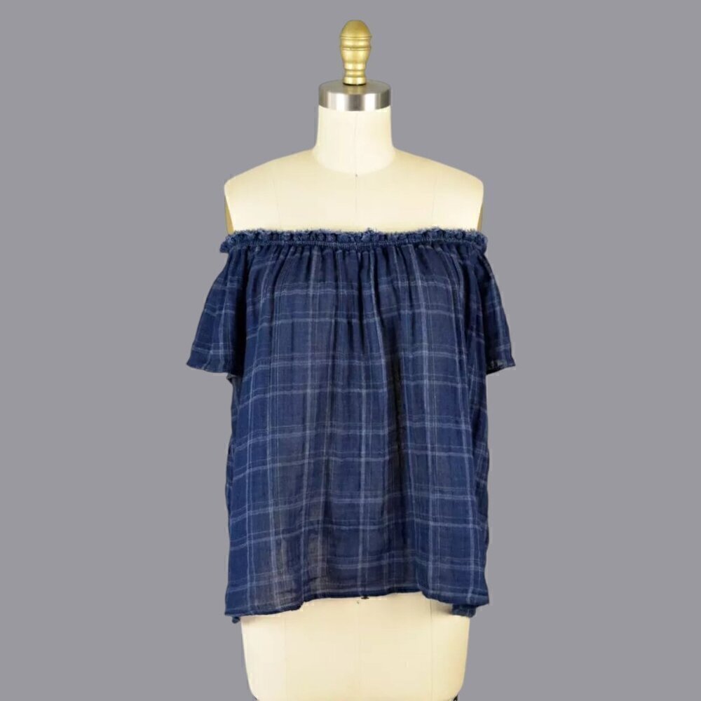 GENERATION LOVE GINA PLAID OFF SHOULDER TOP